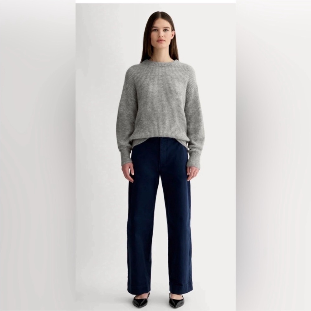 Everlane Blue THE COCOON CREW in Alpaca sweater PUFF SLEEVES